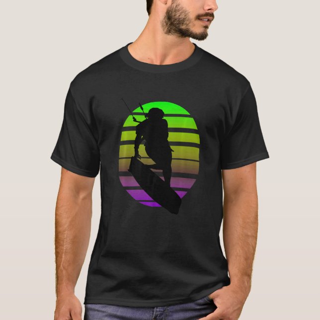 Camiseta Kitesurfers Freestyle Kite Chica Silhouette Retro  (Anverso)