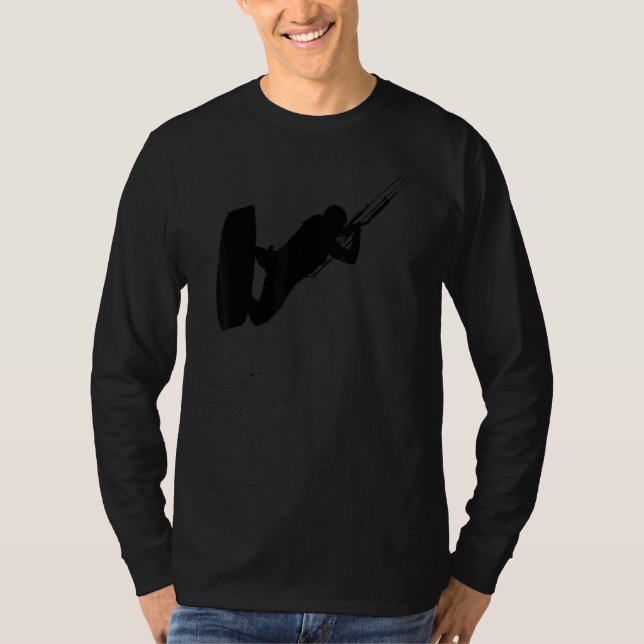Camiseta Kitesurfing Action Kite And Surf Silhouette Black (Anverso)