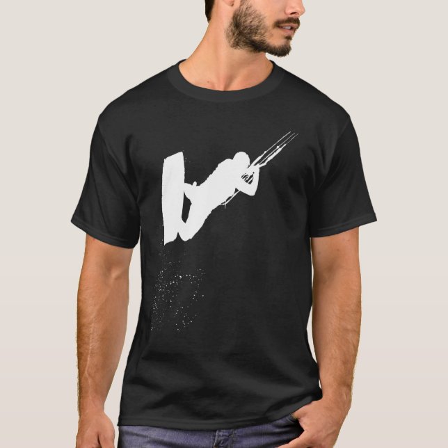 Camiseta Kitesurfing Action Kite And Surf Silhouette White (Anverso)