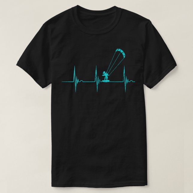Camiseta Kitesurfing Kitesurfer Heartbeat EKG Pulse Kiteboa (Diseño del anverso)
