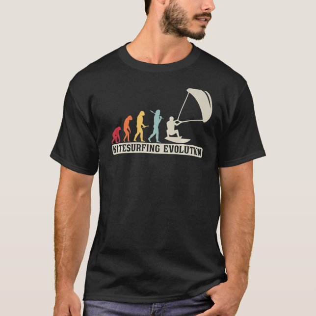 Camiseta Kitesurfing  Retro Vintage Kitesurfer Evolution (Anverso)