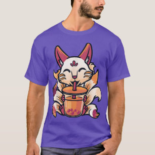 Camiseta Kitsune Anime Boba Té de burbuja japonés para Kaw