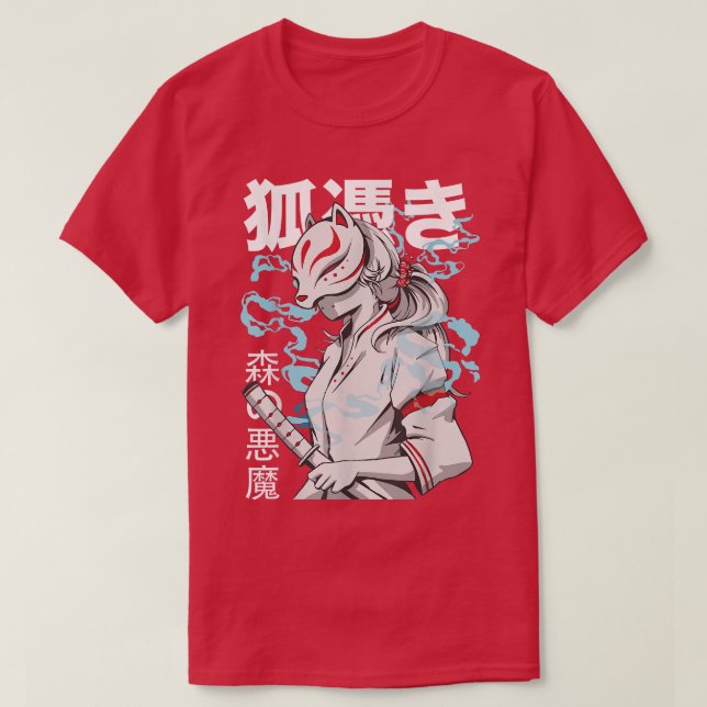 Camiseta Kitsune Anime Fox Samurai Japonés (Diseño del anverso)