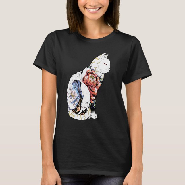 Camiseta Kitsune Cat Tattoo - Peony Foxy Classic (Anverso)