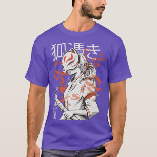 Camiseta Kitsune de máscara de anime de Japón, Samur de est