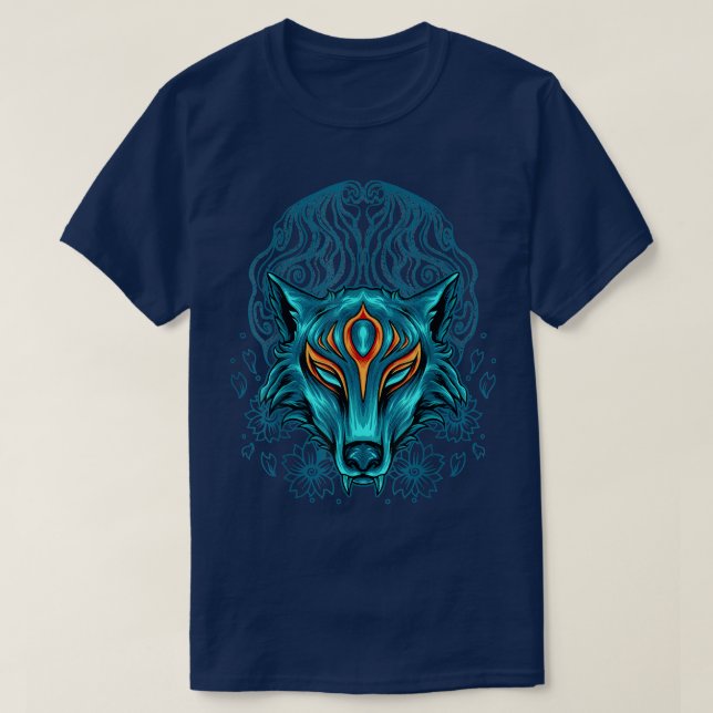 Camiseta Kitsune de Otaku Anime Fox Hal japonés tradicional (Diseño del anverso)