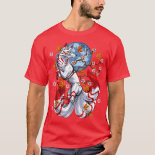 Camiseta Kitsune Fos Japonés Nine Tail Fos Cherrys Bloss