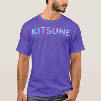 Camiseta Kitsune Fox Vaporw japonés Glitch Anime estético V