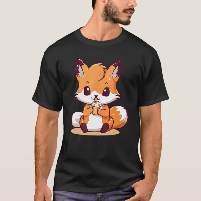 Camiseta Kitsune Fox y Cupakes Cute Design 1 (Anverso)