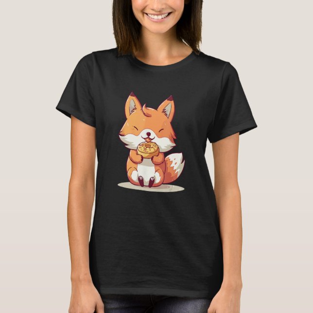 Camiseta Kitsune Fox y Donut Cute Design (Anverso)
