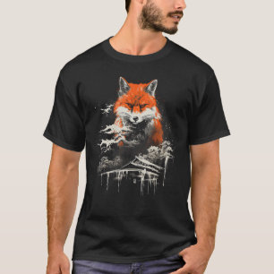 Camiseta Kitsune japonés japonés de arte de la Fox Ukiyoe J