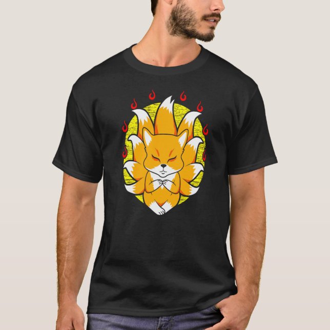 Camiseta Kitsune Japonés Kami Inari Fox Practique Mindful Y (Anverso)