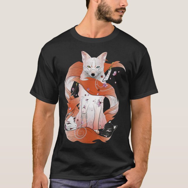 Camiseta Kitsune Japonés Kami Inari Fox Sp con nueve caras (Anverso)
