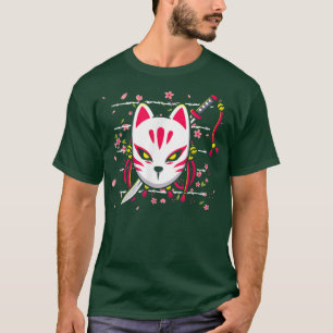 Camiseta Kitsune japonés máscara de gato cultura de arte Fo