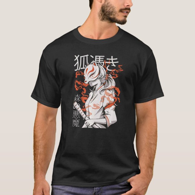 Camiseta Kitsune japonés Samurai Ninja 1 (Anverso)