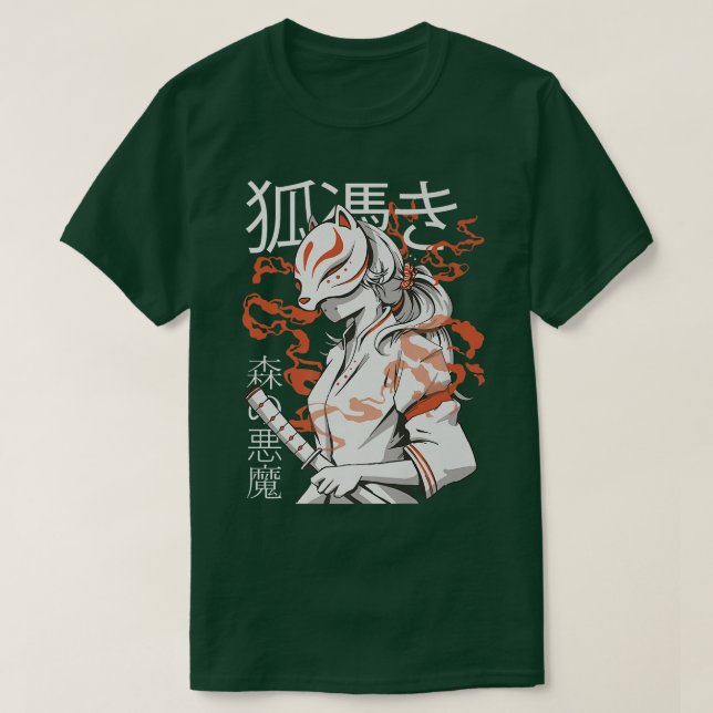 Camiseta Kitsune Japonés Samurai Ninja (2) (Diseño del anverso)