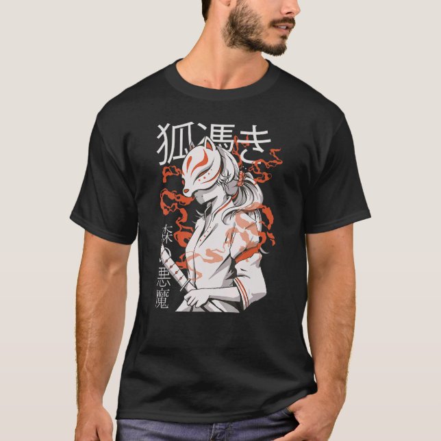 Camiseta Kitsune japonés Samurai Ninja 3 (Anverso)