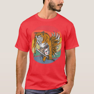Camiseta Kitsune Kawaii Fo con muchas velas en la espada ja