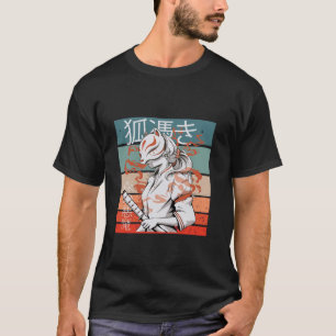 Camiseta Kitsune Samurai Katana Mask Fox Warrior Mystical J