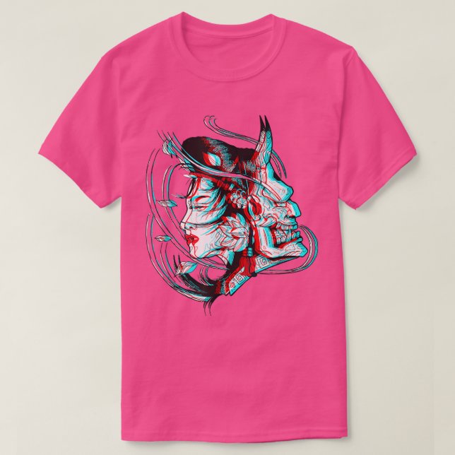 Camiseta Kitsune Samurai Oni Vaporwave (2) (Diseño del anverso)