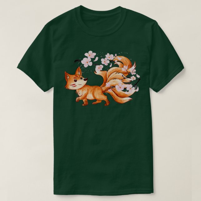 Camiseta Kitsune Yokai Fo Fantasy Japanese Folklore Cherry  (Diseño del anverso)