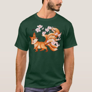Camiseta Kitsune Yokai Fo Fantasy Japanese Folklore Cherry 
