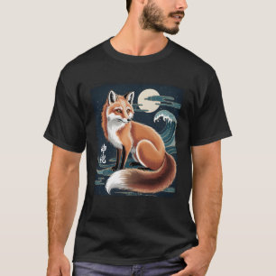 Camiseta Kitsune Zorro En La Luna Kits De Paisajes Japonese
