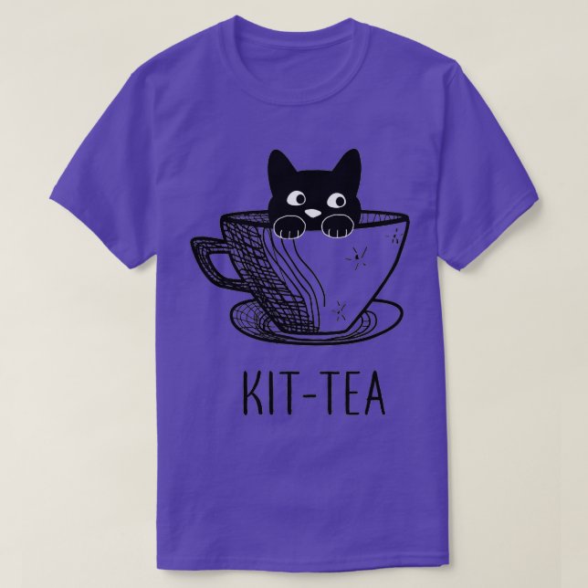 Camiseta KitTea Cat Lover Cute Y Gracioso Gato Negro (Diseño del anverso)