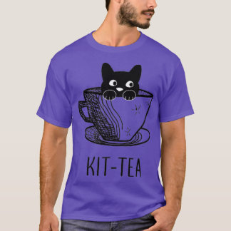 Camiseta KitTea Cat Lover Cute Y Gracioso Gato Negro