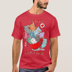 Camiseta KitTea Cat Lover, Cuto Y Gracioso Cat 