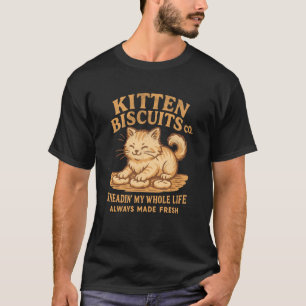 Camiseta Kitten Biscuits Co. Shirt Cute Naranja Cat Kneadin