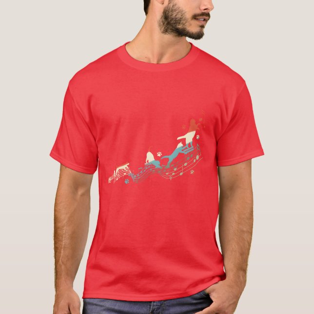 Camiseta Kitten Cat Love Jugando Notas Musicales Retro (Anverso)