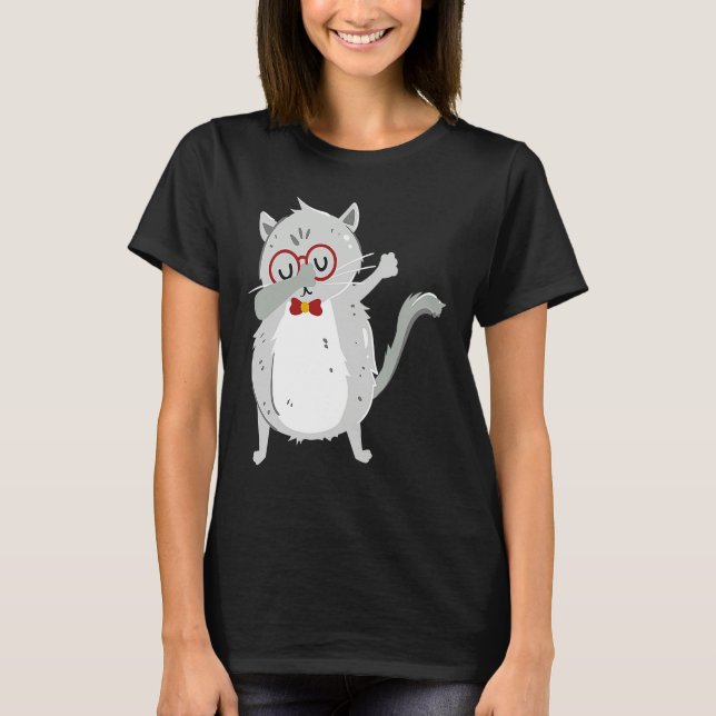 Camiseta Kitten Dab I Grey Cat with Glasses I Dabbing Cats (Anverso)