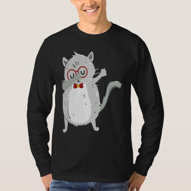 Camiseta Kitten Dab I Grey Cat with Glasses I Dabbing Cats (Anverso)
