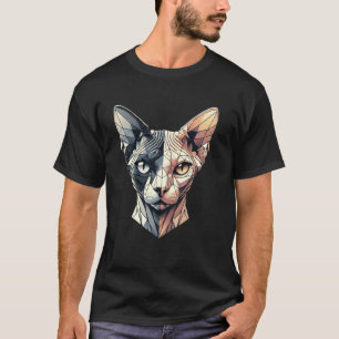 Camiseta Kitten de media cara abstracto geometría polígono