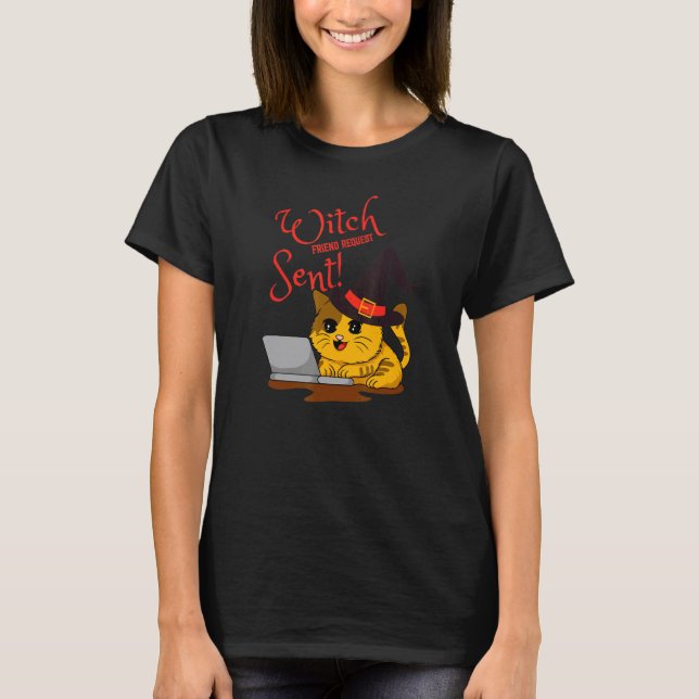 Camiseta Kitten de solicitud de amistad de bruja de Hallowe (Anverso)