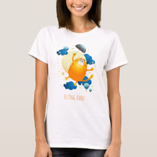 Camiseta Kitten lindo volando con paraguas