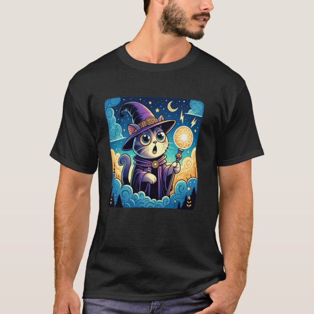 Camiseta Kitty Amante de Gatitos de Estilo Cómic Hechicera  (Anverso)