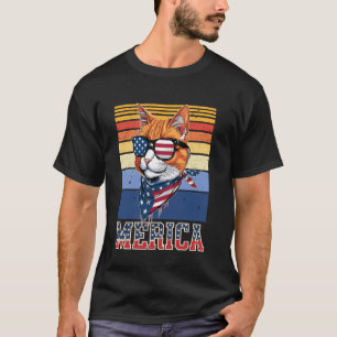 Camiseta Kitty American Flag cat Gracioso 4 de julio Meowic