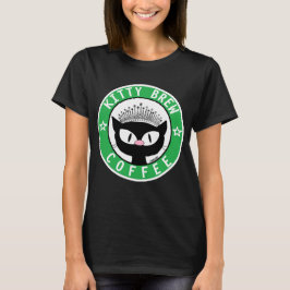 Camiseta KITTY BREW COFFEE LOGO personalizado negro Camiset