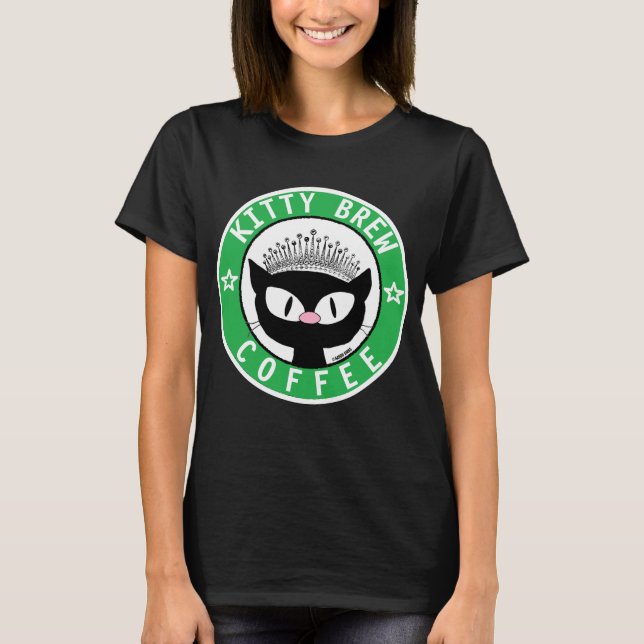 Camiseta KITTY BREW COFFEE LOGO personalizado negro Camiset (Anverso)
