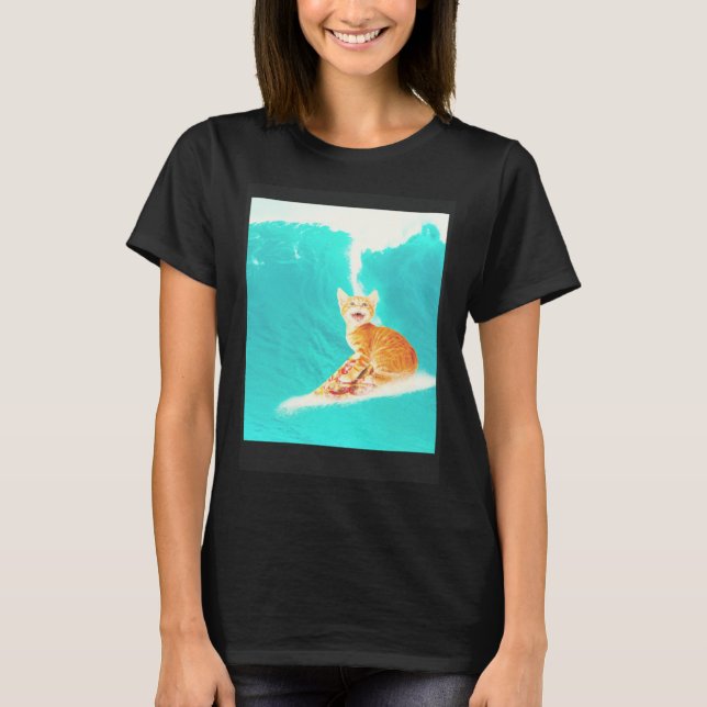 Camiseta Kitty Cat Surfing Pizza (Anverso)