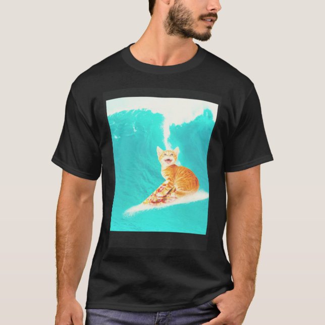Camiseta Kitty Cat Surfing Pizza (Anverso)