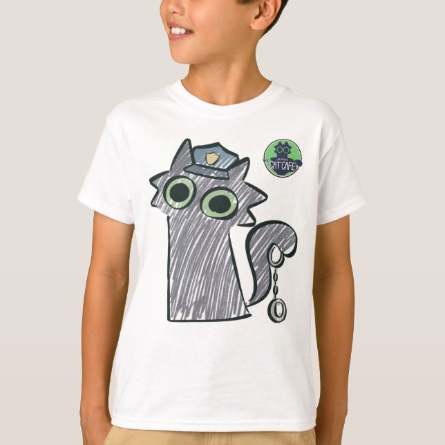 Camiseta Kitty Cop – Purrtect & Serve Kids (Anverso)