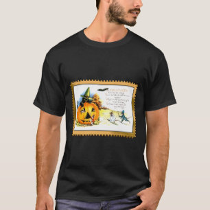 Camiseta Kitty de Halloween sentado en Jack O Lantern