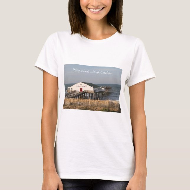 Camiseta Kitty Hawk NC Pier, Océano, ultramarinos (Anverso)