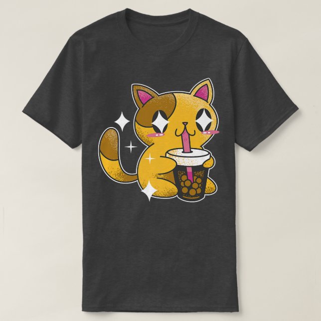 Camiseta Kitty Kawaii Boba Tea Cat Japón (Diseño del anverso)
