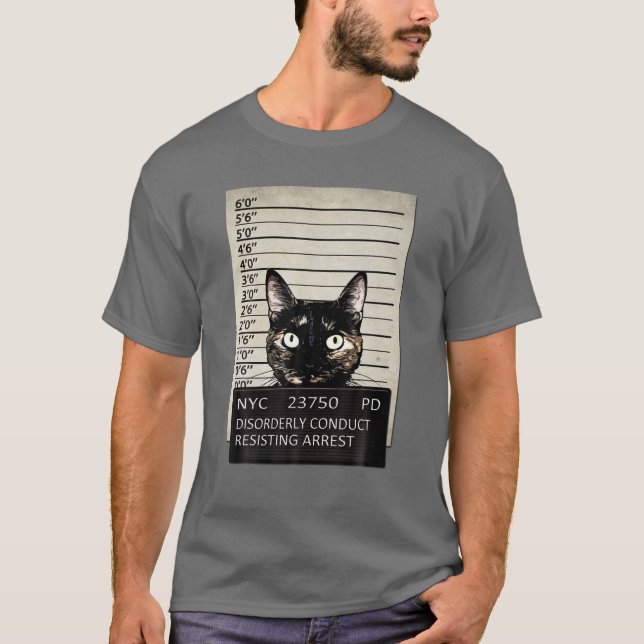 Camiseta Kitty Mugshot Feline Cat Criminal Jail Prison Arre (Anverso)