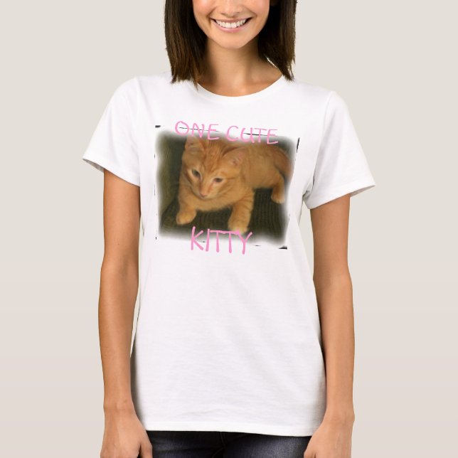Camiseta Kitty "ONE CUTE KITTY" mujeres de Spaghetti Tank (Anverso)