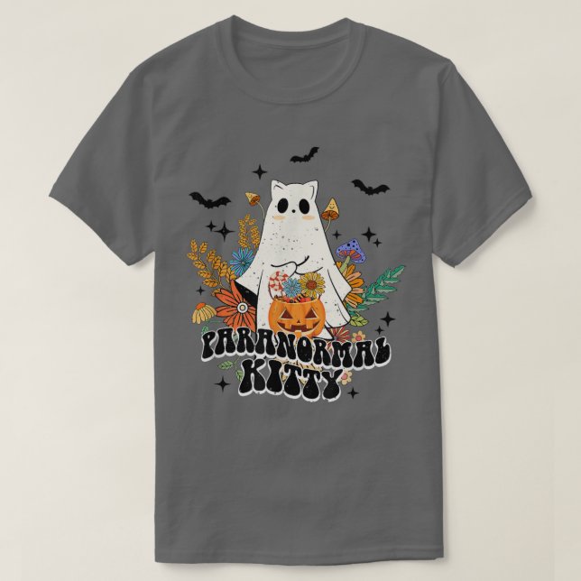 Camiseta Kitty paranormal Hippie Retro Halloween Ca (Diseño del anverso)